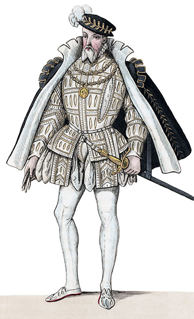 François de Lorraine en son costume - Gravure reproduite puis restaurée numériquement par © Norbert Pousseur