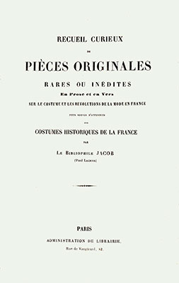 Page de titre du recueil curieux sur les costumes historiques français - Reproduction © Norbert Pousseur