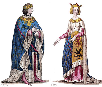 Louis Ier et Marie de Hainaut, dessinés par Léopold Massard, reproduction © Norbert Pousseur