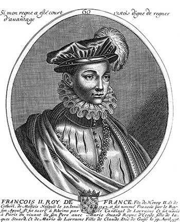 Porträt von François II, 60. König von Frankreich - Stich von Daret - Stich reproduziert und dann restauriert von © Norbert Pousseur