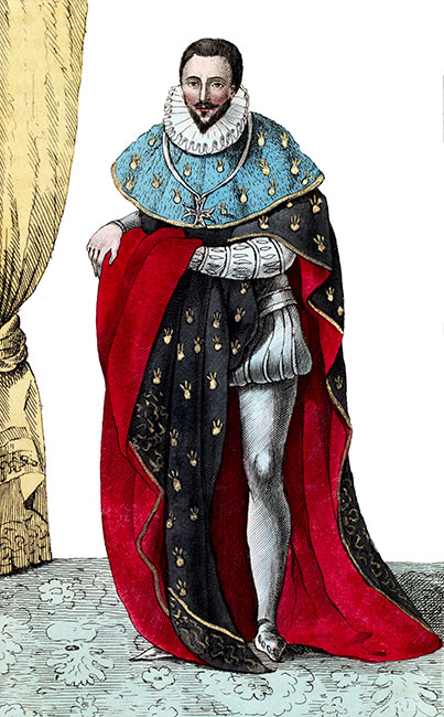 Philippe Hurault, chevalier de l'ordre de St Esprit, en son costume - Gravure reproduite puis restaurée numériquement par © Norbert Pousseur