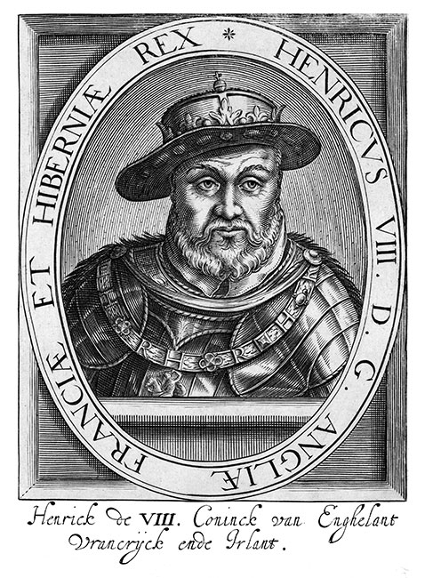 Henry VIII, king of England and Ireland - Engraving by Nicolas Clerck reproduced and restored by © Norbert Pousseur